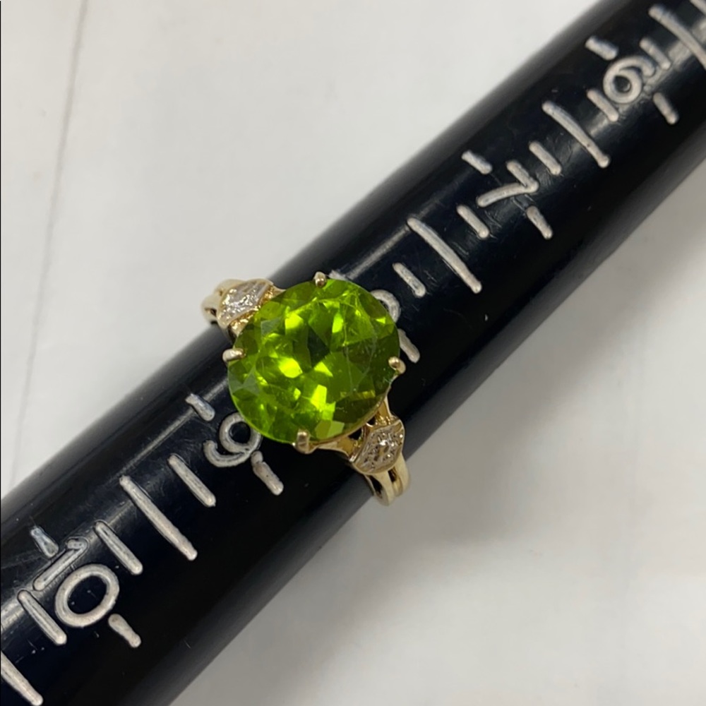 14K gold diamonds peridot ring - Picture 5 of 6